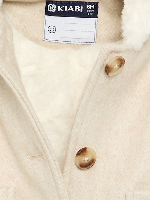 Manteau façon lainage doublé en fausse fourrure - Kiabi