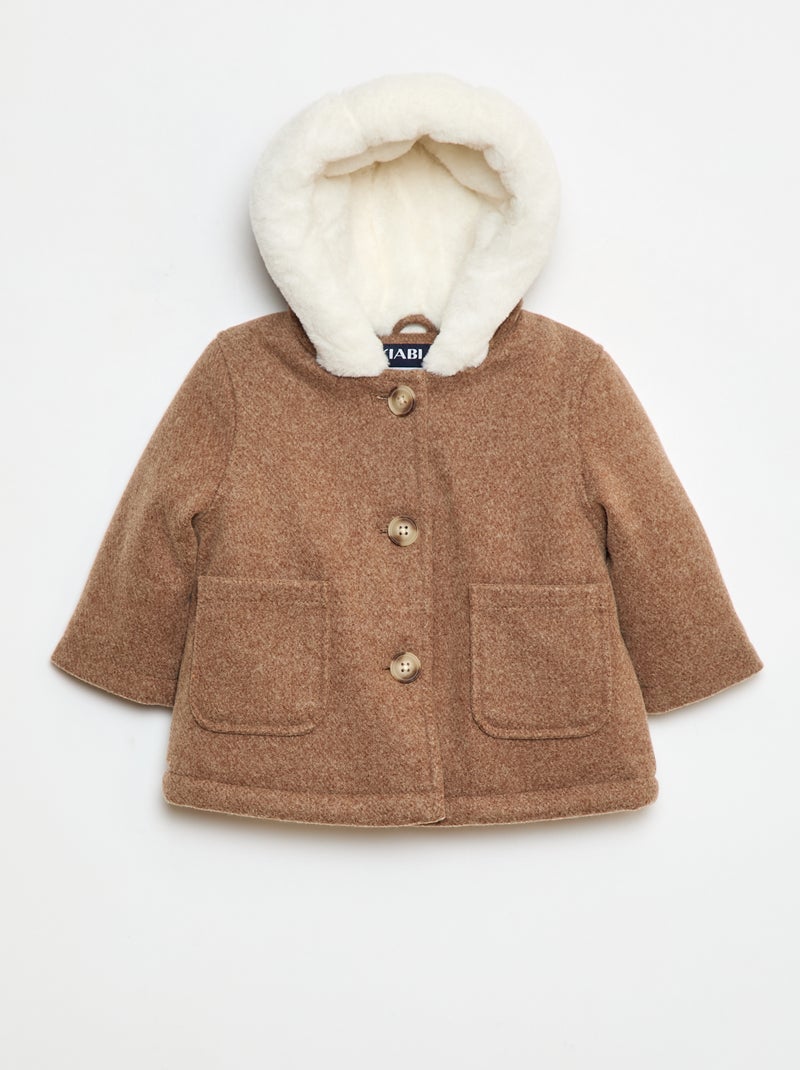 Manteau façon lainage Marron - Kiabi