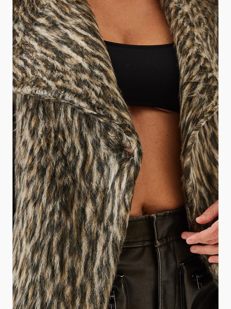 Manteau imprimé léopard brossé lucci Grège - Kiabi