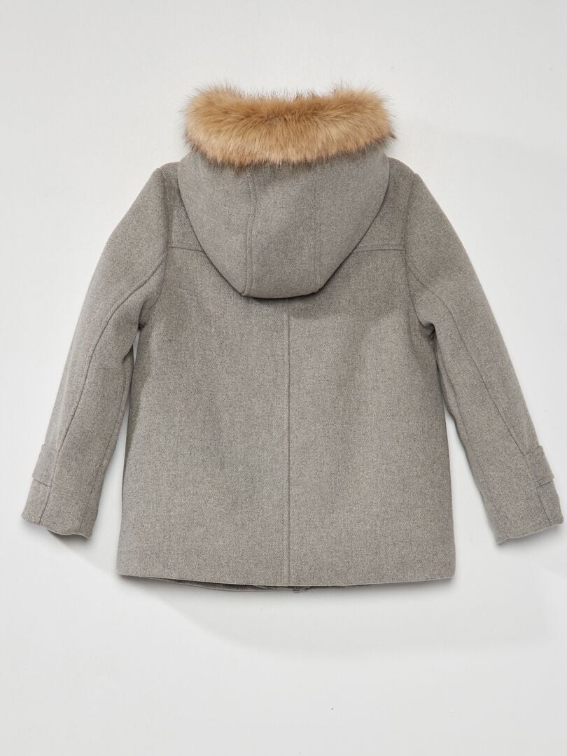 Manteau lainage à capuche Gris - Kiabi
