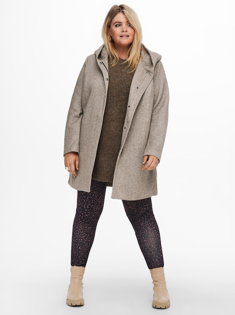 Manteau long à capuche beige - Kiabi