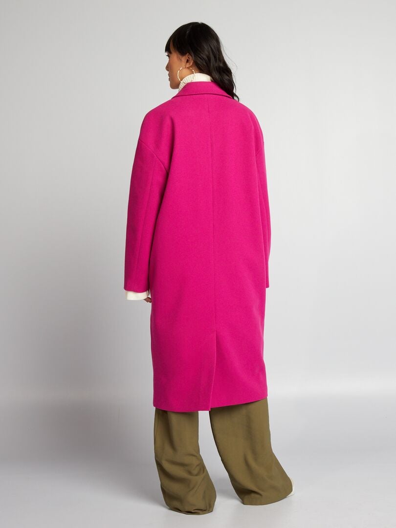 Manteau long à double boutonnage Rose - Kiabi