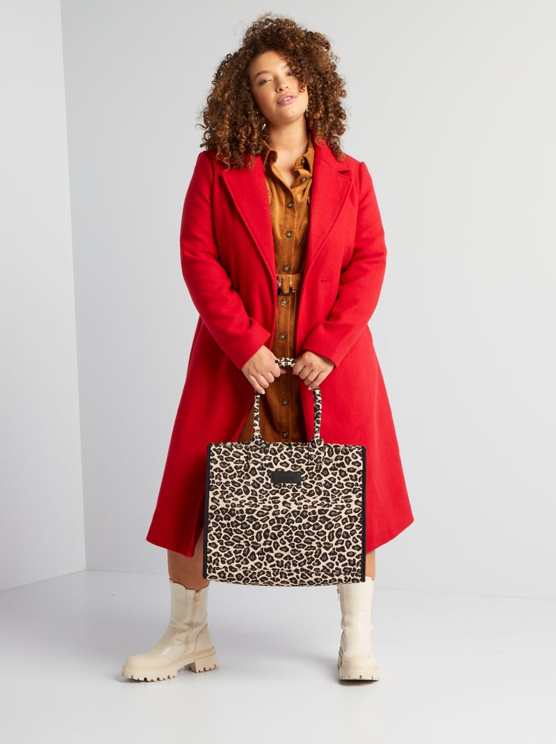Manteau long avec ceinture à nouer Rouge - Kiabi