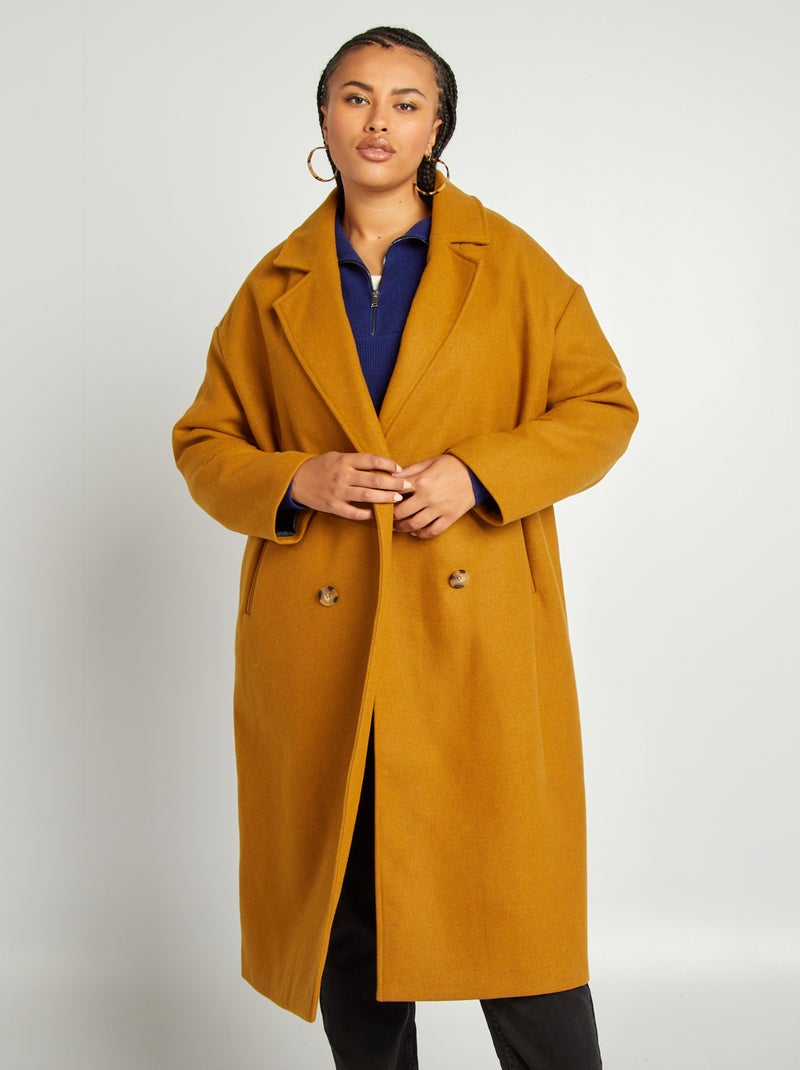 Manteau long avec double boutonnage Camel - Kiabi