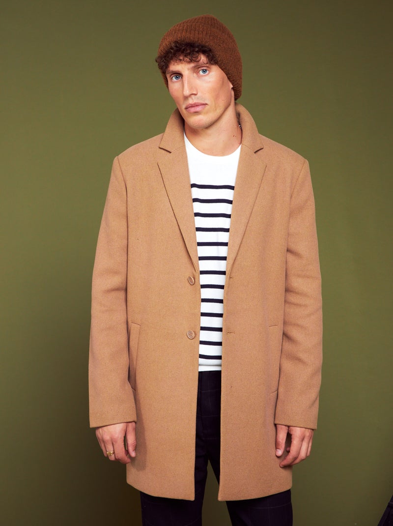 Manteau long avec ouverture boutonnée Beige - Kiabi