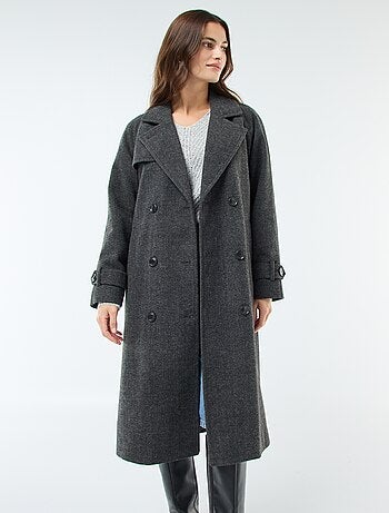 Manteau long chaud à ceinture