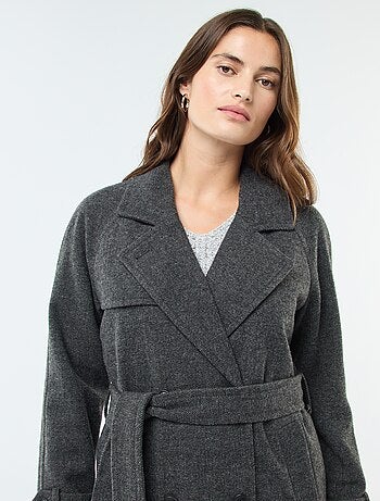Manteau long chaud à ceinture