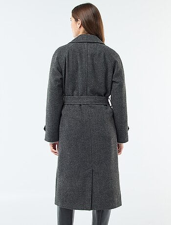 Manteau long chaud à ceinture