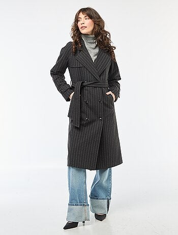 Manteau long chaud à ceinture
