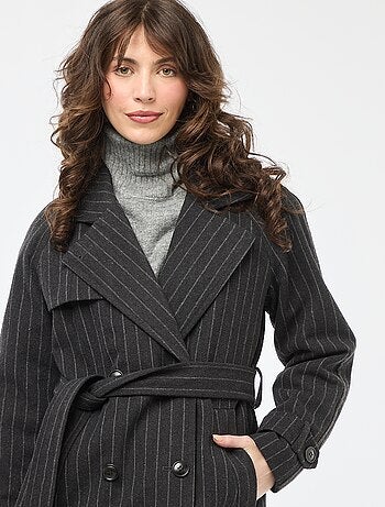 Manteau long chaud à ceinture