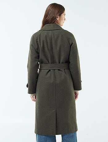 Manteau long chaud à ceinture