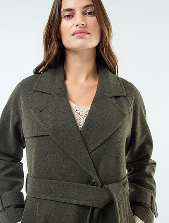 Manteau long chaud à ceinture