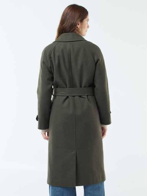 Manteau long chaud à ceinture - Kiabi