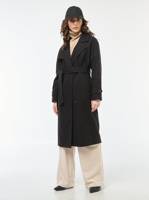 Manteau long chaud à ceinture - Kiabi