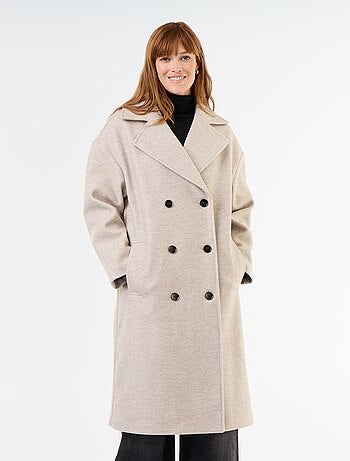 Manteau long effet lainage à col tailleur