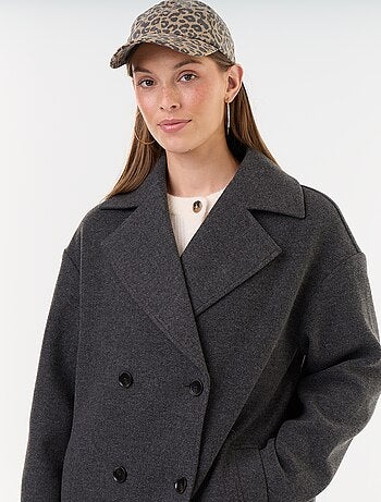 Manteau long effet lainage à col tailleur