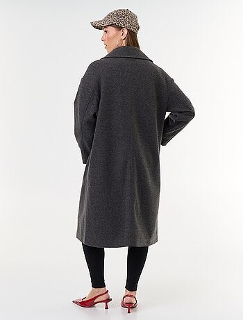 Manteau long effet lainage à col tailleur