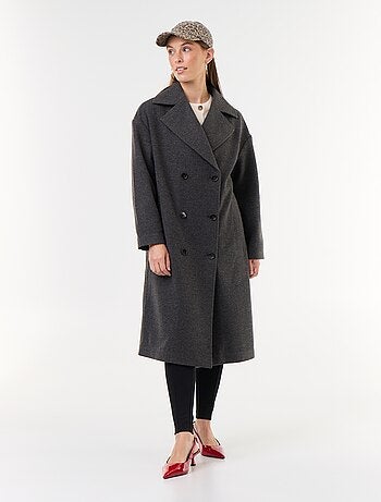 Manteau long effet lainage à col tailleur