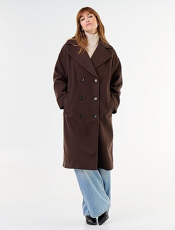 Manteau long effet lainage à col tailleur