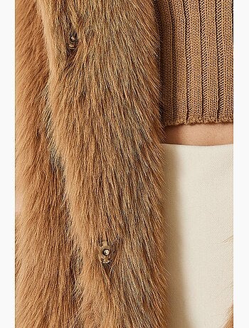 Manteau long en fausse fourrure à col châle lucci