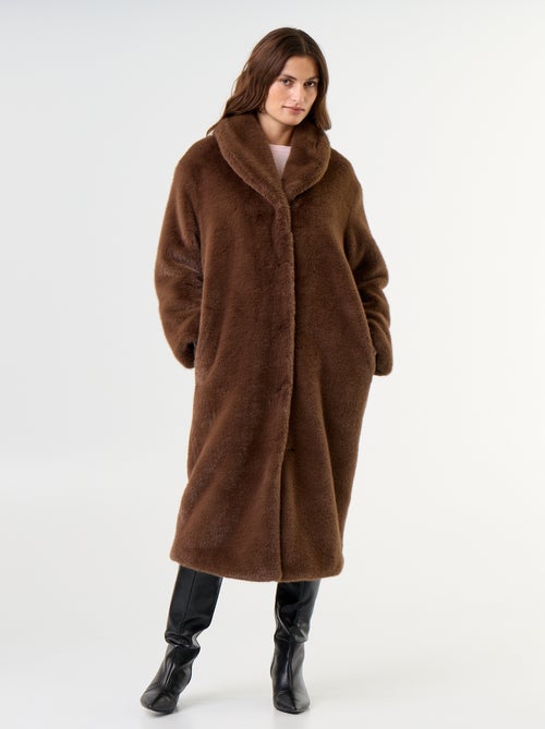 Manteau long en fausse fourrure - Kiabi Manteau long en fausse fourrure - Kiabi