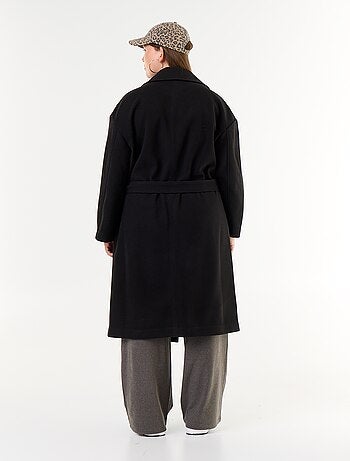 Manteau long en faux lainage avec col tailleur