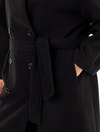 Manteau long en faux lainage avec col tailleur
