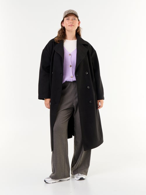 Manteau long en faux lainage avec col tailleur - Kiabi