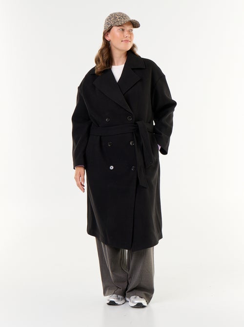 Manteau long en faux lainage avec col tailleur - Kiabi