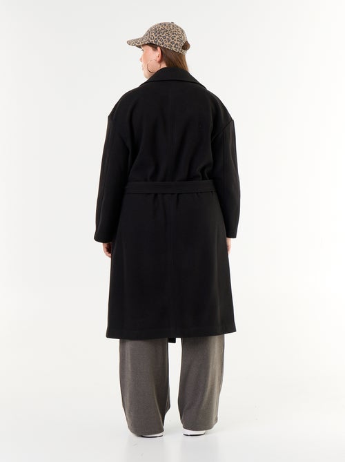 Manteau long en faux lainage avec col tailleur - Kiabi