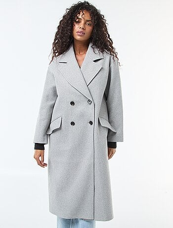 Manteau long en faux lainage