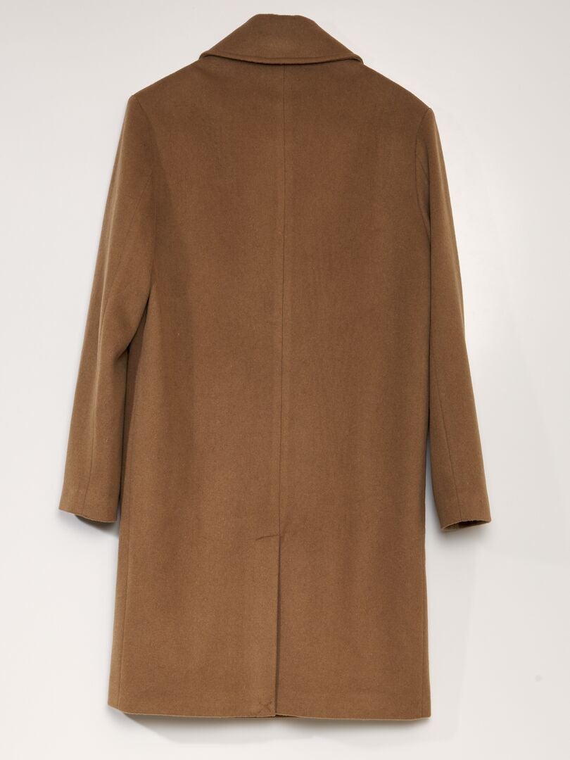 Manteau long en laine Camel - Kiabi