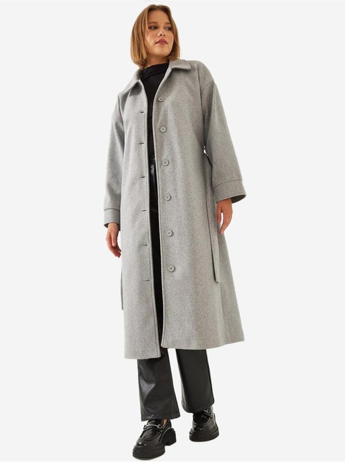 Manteau long en laine ceinturé lucci - Kiabi Manteau long en laine ceinturé lucci - Kiabi