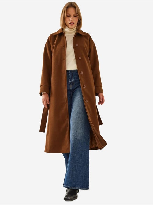 Manteau long en laine ceinturé lucci - Kiabi Manteau long en laine ceinturé lucci - Kiabi