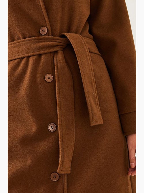 Manteau long en laine ceinturé lucci - Kiabi Manteau long en laine ceinturé lucci - Kiabi