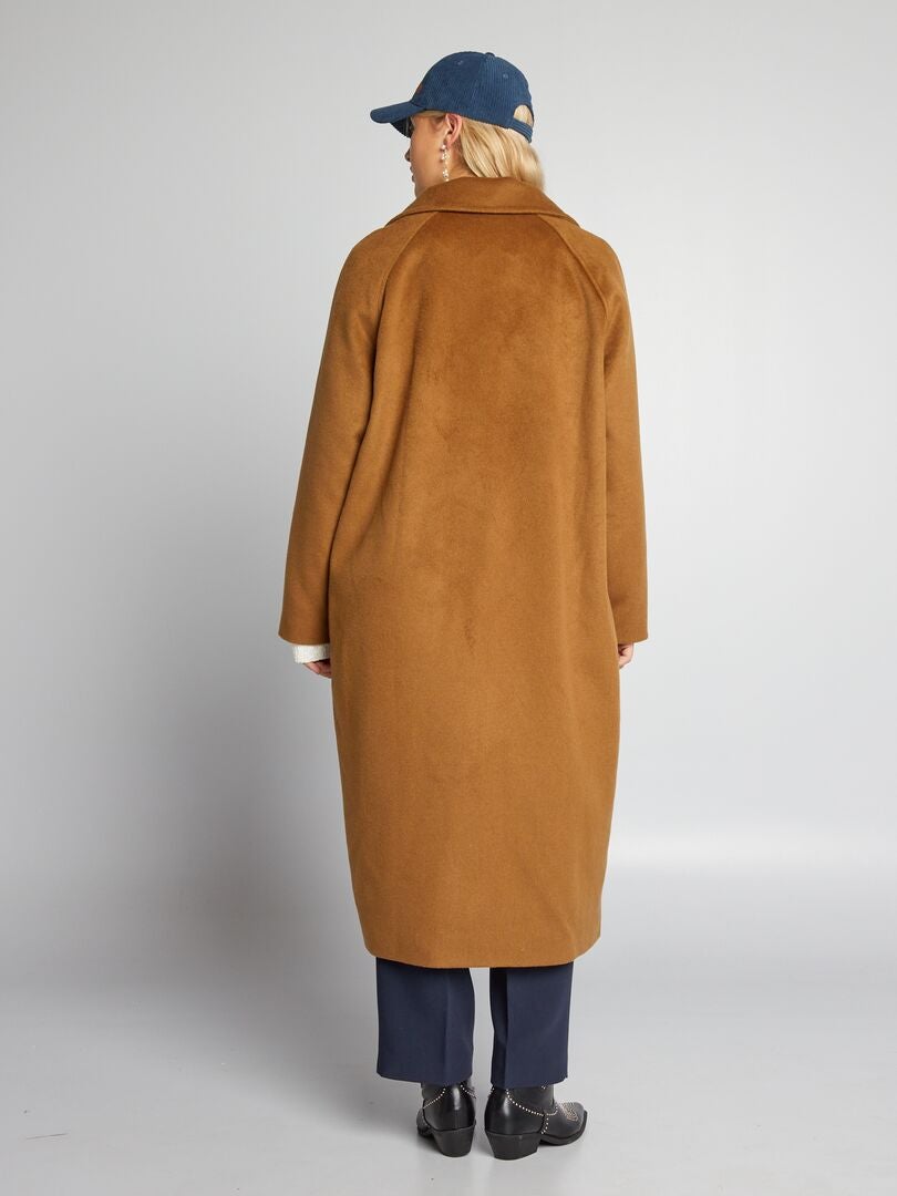 Manteau long en laine Marron - Kiabi