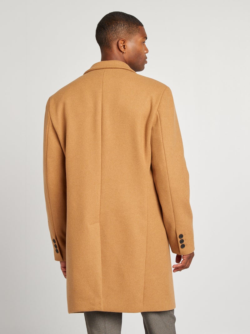 Manteau long en laine mélangé Camel - Kiabi