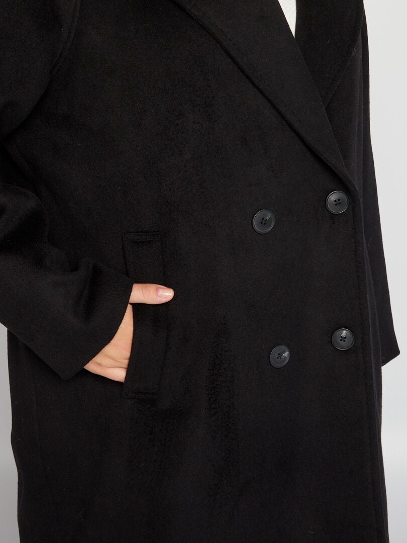Manteau long en laine noir - Kiabi