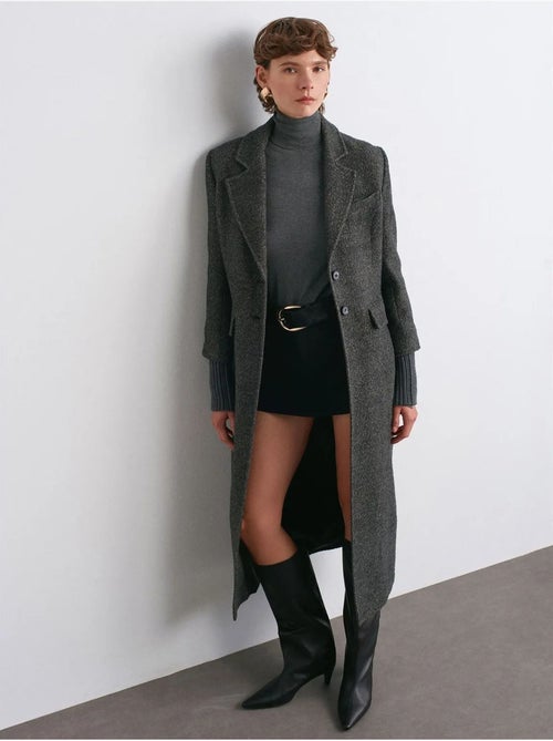 Manteau long en tweed texturé dilvin - Kiabi Manteau long en tweed texturé dilvin - Kiabi