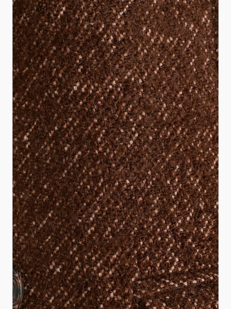 Manteau long en tweed texturé dilvin Marron - Kiabi