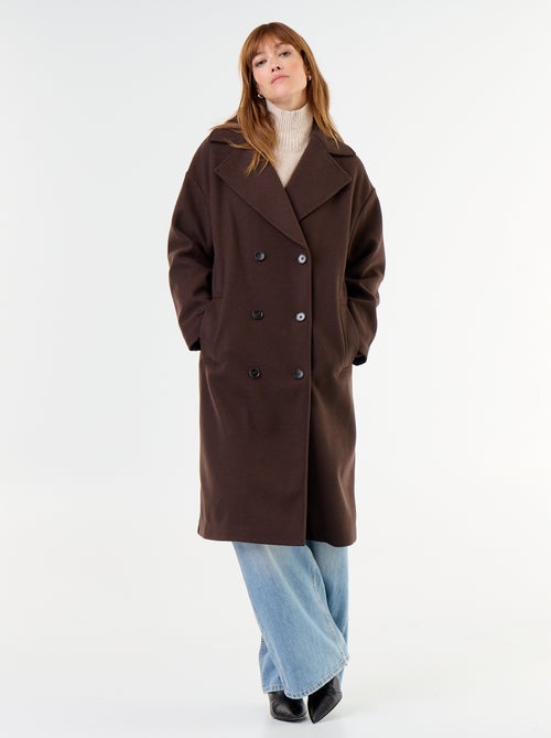 Manteau long esprit lainage à col tailleur - Kiabi Manteau long esprit lainage à col tailleur - Kiabi