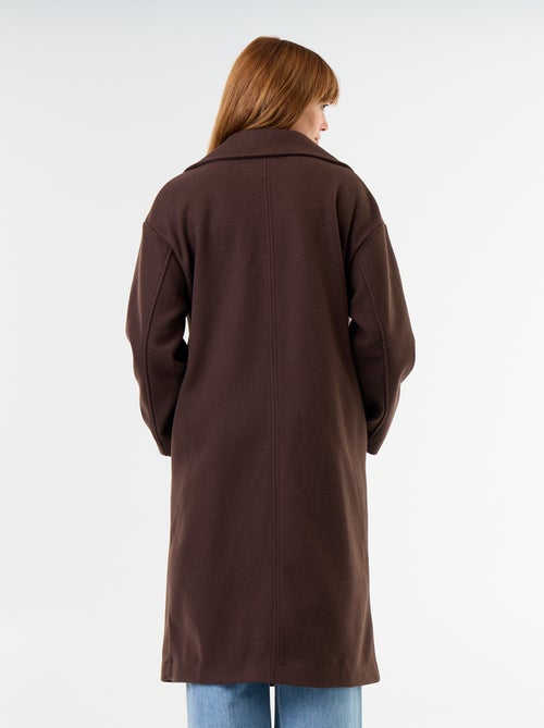 Manteau long esprit lainage à col tailleur - Kiabi Manteau long esprit lainage à col tailleur - Kiabi