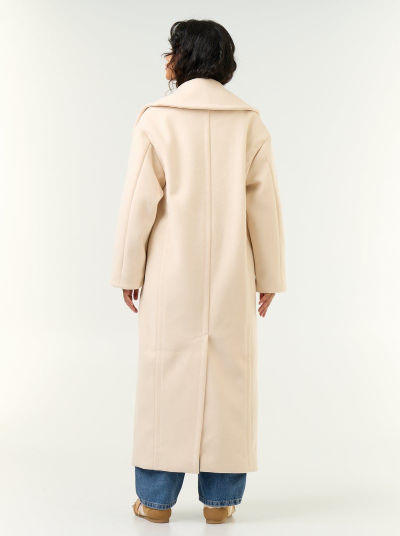 Manteau long esprit lainage Beige - Kiabi