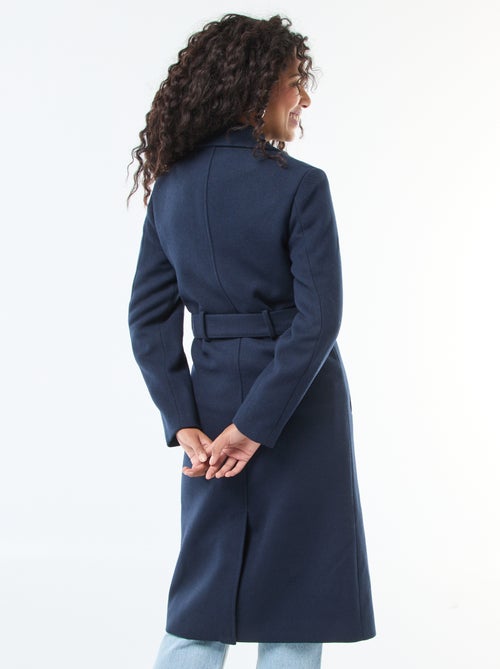 Manteau long façon lainage avec ceinture - Kiabi