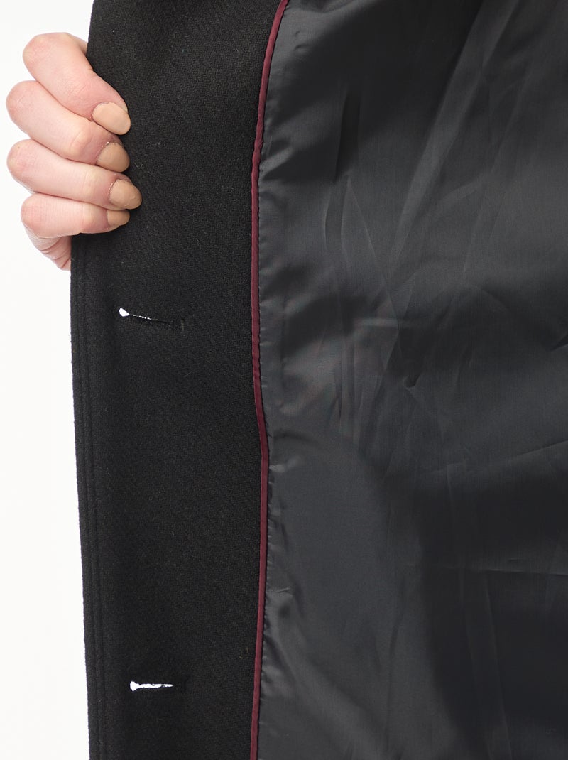 Manteau long façon lainage avec ceinture Noir - Kiabi