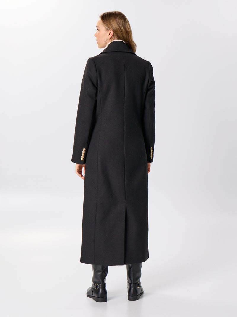Manteau long façon lainage forme patineuse Noir - Kiabi