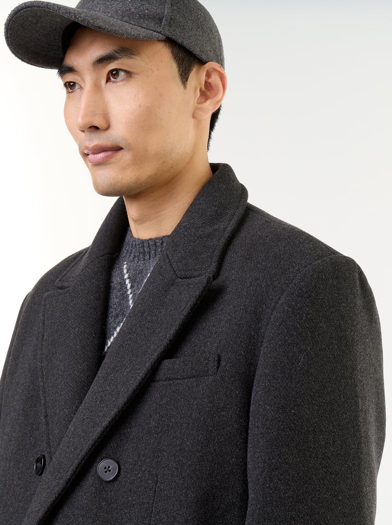 Manteau long façon lainage Gris - Kiabi