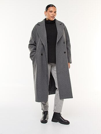 Manteau long faux lainage avec 2 poches à rabat