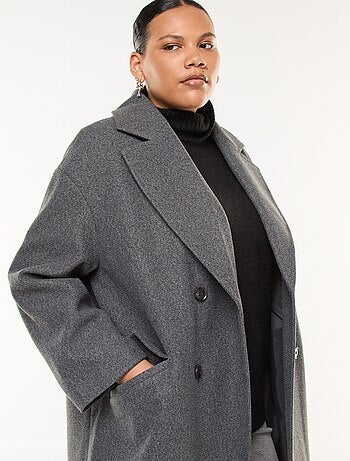 Manteau long faux lainage avec 2 poches à rabat