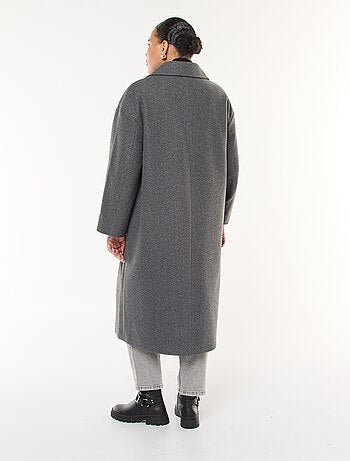 Manteau long faux lainage avec 2 poches à rabat